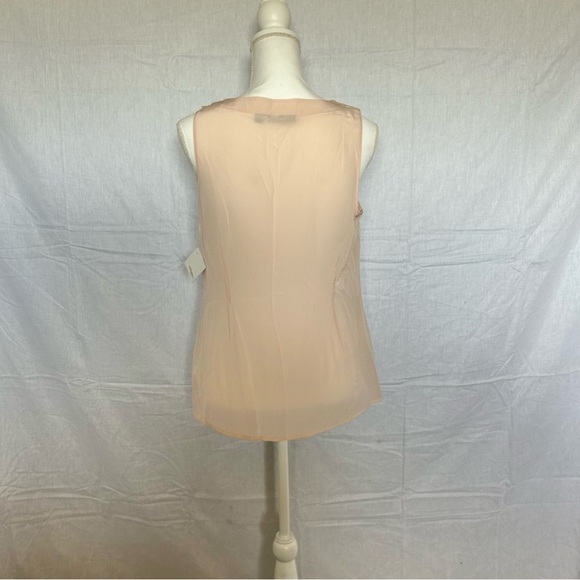 Sleeveless Blouse Top Peach Ruffle Neckline Casual Tank Halogen 100% Silk NWT - Picture 4 of 7